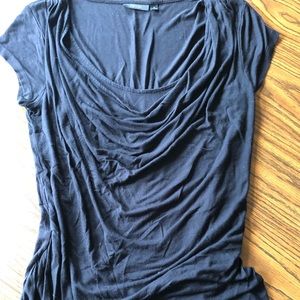 Black draped t-shirt with built in tank